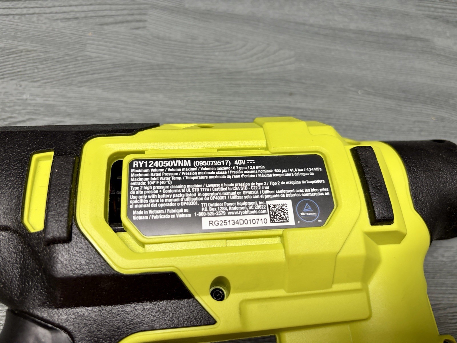 RYOBI 40V Pressure Cleaner NEW 600PSI Handheld Cleaner No Hose (Tool Only)