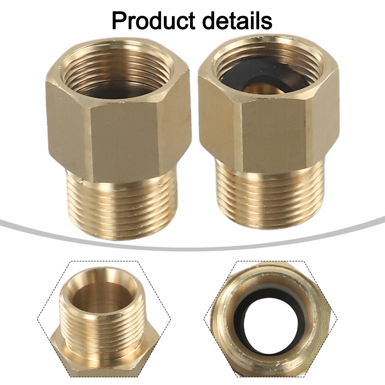 2*Coupler M22-15mm Male To M22 14mm Female Pressure Washer Hose Thread Connector