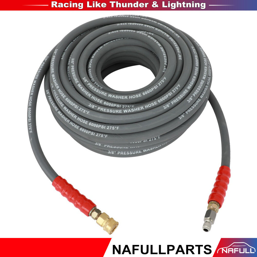 3/8″ x 100ft 6000psi Hot Water Pressure Washer Hose Non-Marking 2-Braid R2 Gray