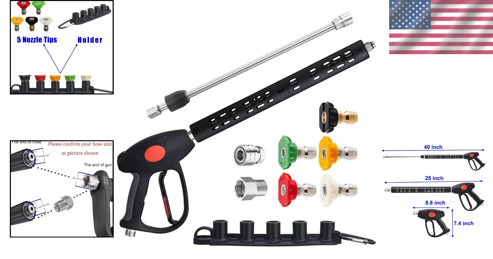 Replacement Pressure Washer Gun & 40-Inch Extension Wand – 4000 PSI