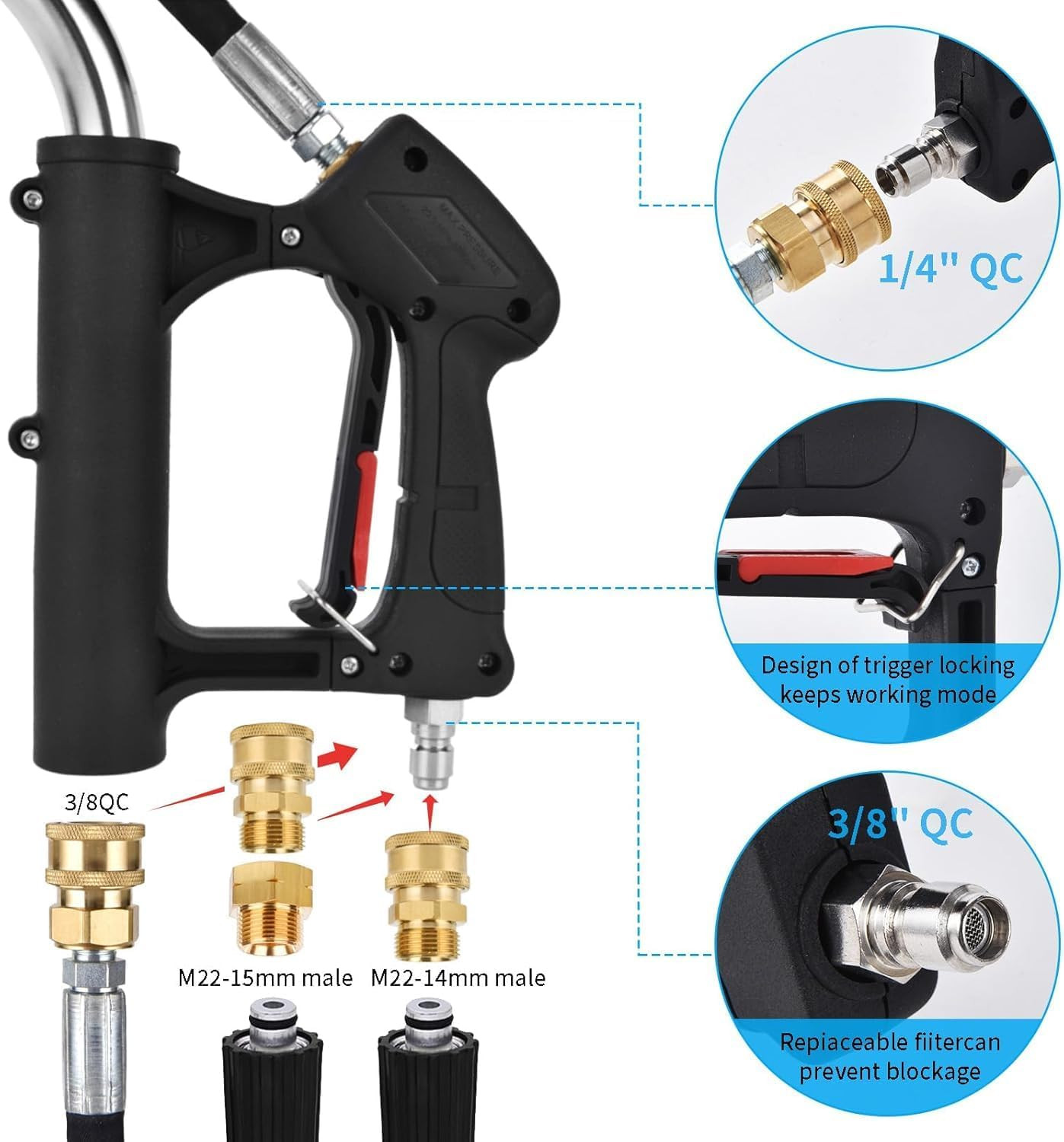 24 FT Telescoping Pressure Washer Wand Extension, Aluminum Power Washer Extensio