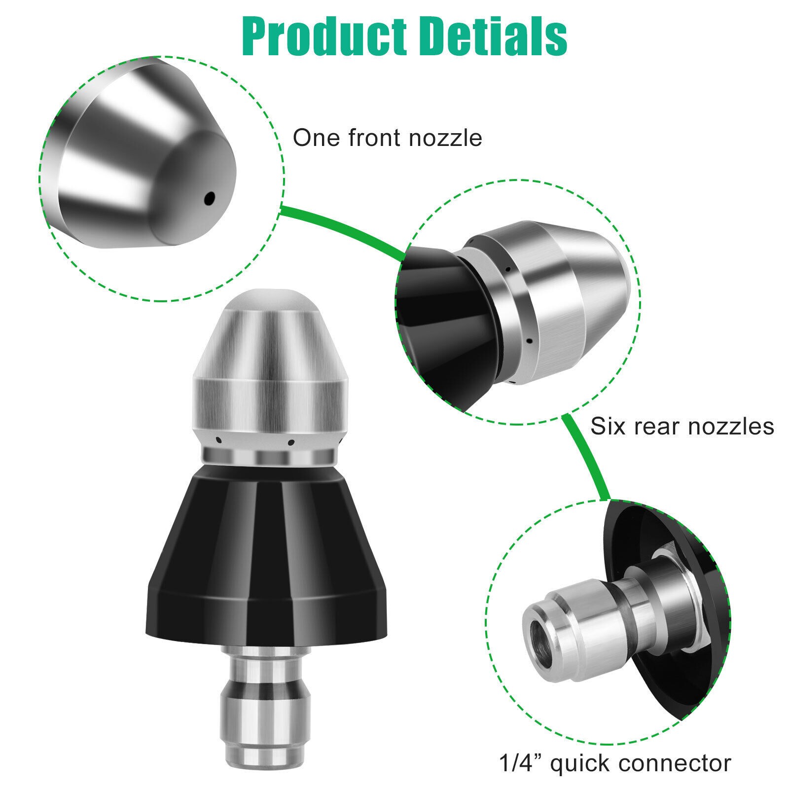 2x Sewer Cleaning Tool High-Pressure Nozzle, Toilet Auger, Clean Out Sewer Pipe