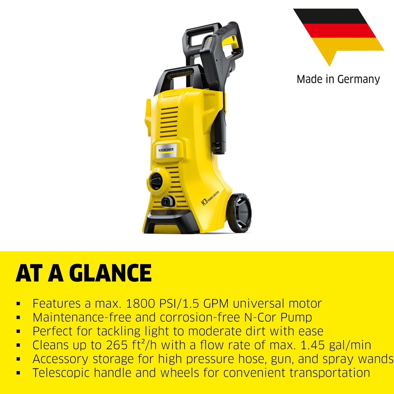 Kärcher – K 3 Power Control – Operates at 1800 PSI – 2100 Max PSI – Electri