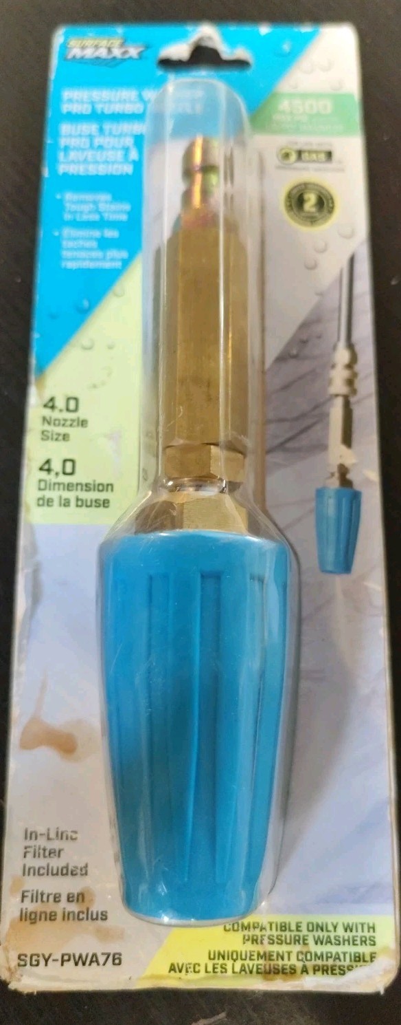 Surface Max Pressure Washer Pro turbo Nozzle 4.0 Size 4500 Max Psi Sgy-pwa76