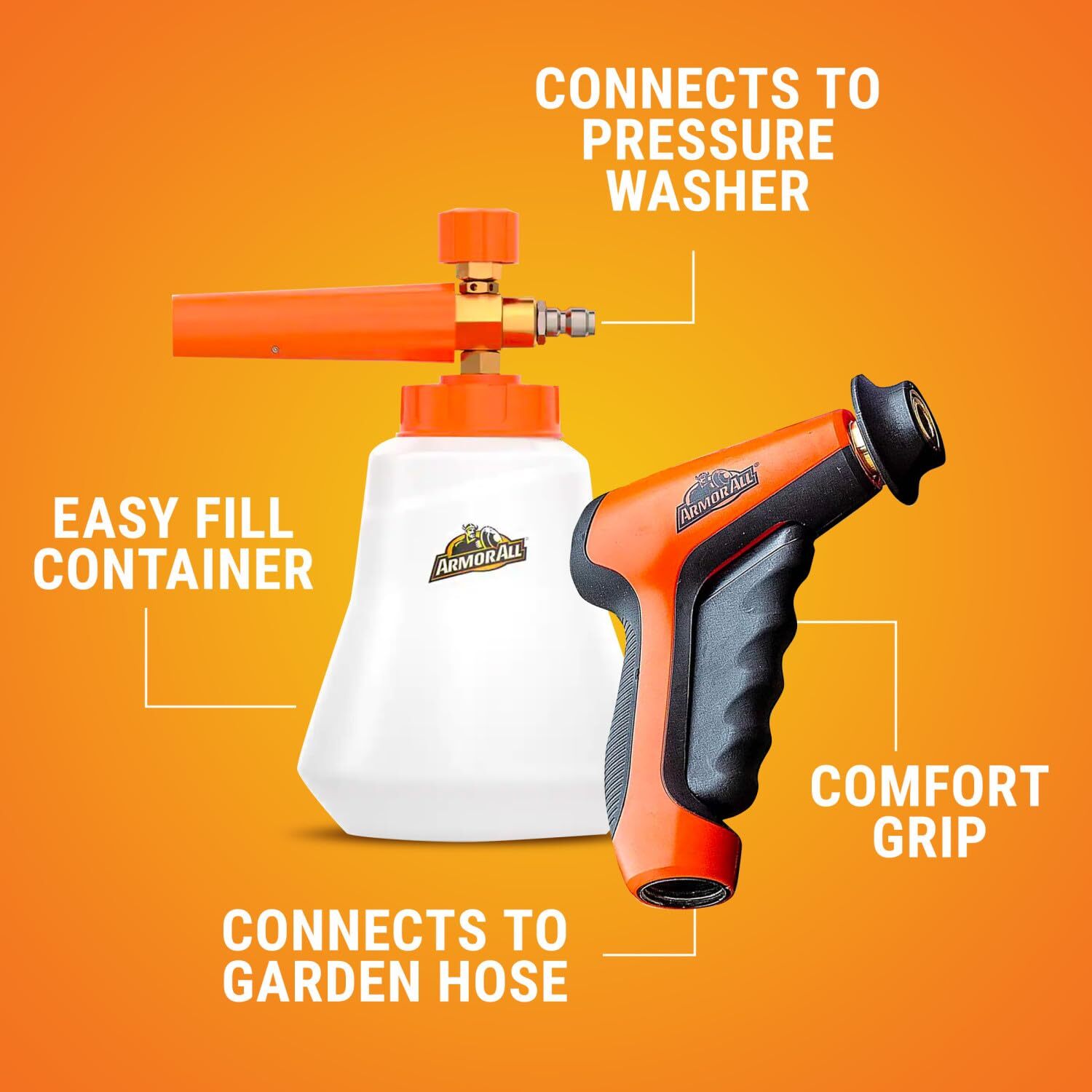 Armor All 2 in 1 Foam Cannon Car Wash Kit with Hose Adapter and Pressure Washer