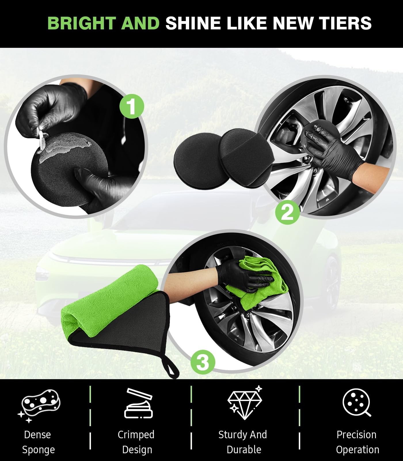 YeewayVeh 8PCS Ultimate 8-Pack, Green [Full Set Wheel Care Kit]