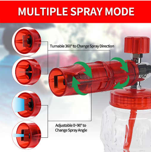 Pressure Washer Aluminum Foam Cannon Foam Generator Snow Foam Lance with 1/4”