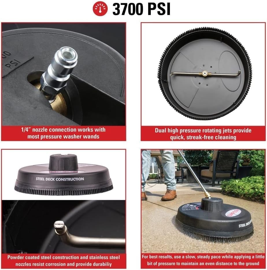 Simpson Cleaning 15″ Steel Pressure Washer Surface Cleaner | Driveway Cleaner, C