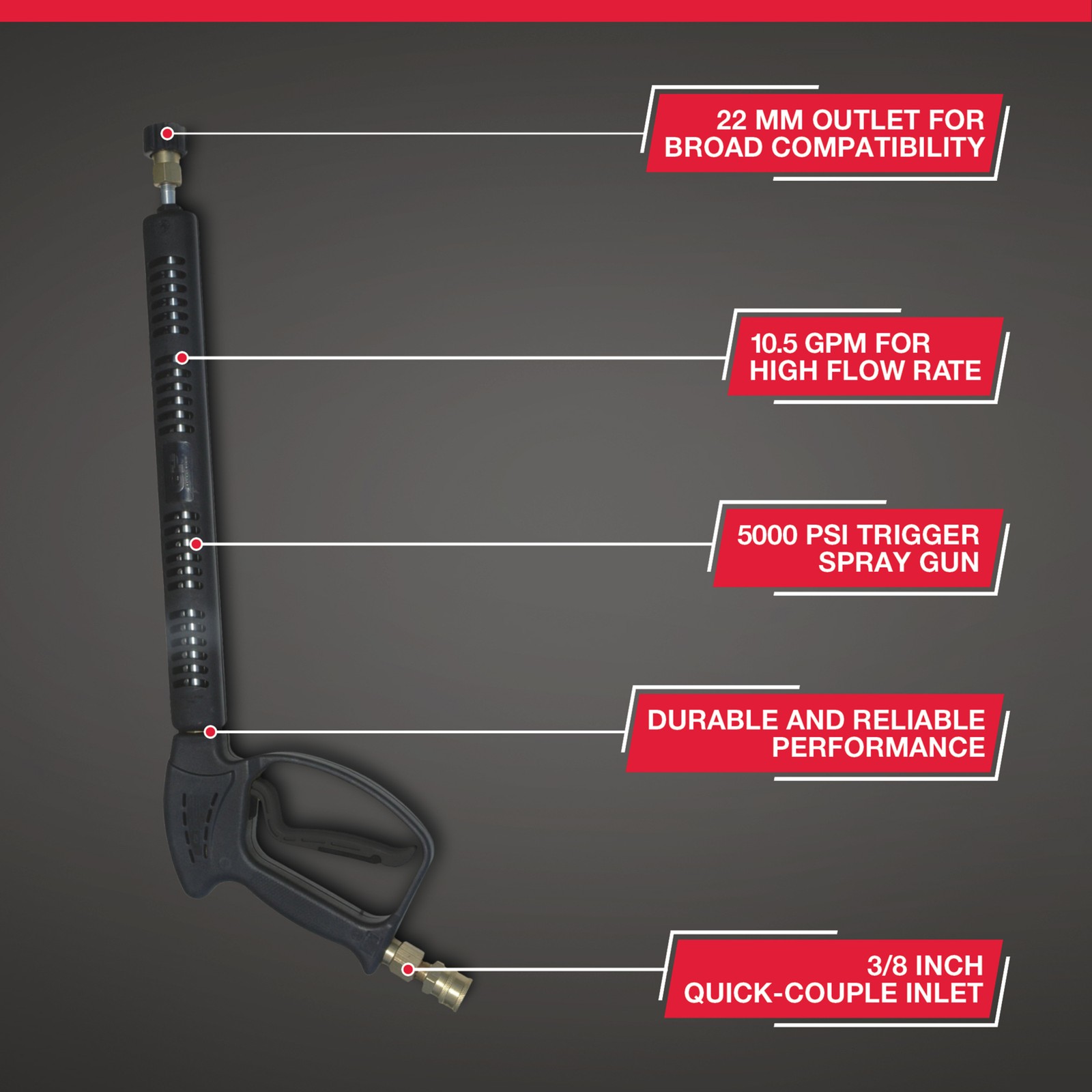 NorthStar Pressure Washer Trigger Spray Gun/Lance Combo, 5000 PSI, 10.5 GPM