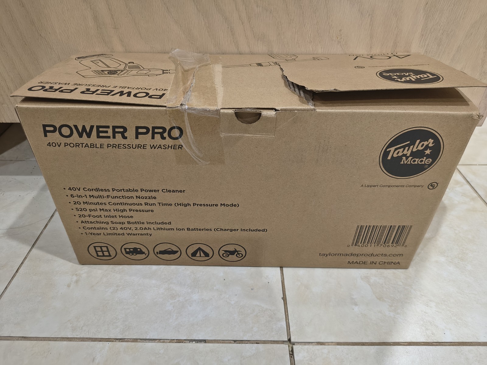 Taylor Made Power Pro White 40V Lithium Ion Portable Pressure Washer