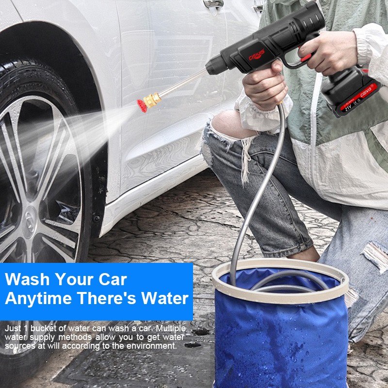 Cordless High Pressure Car Washing Gun Pressure Washer Gun with 2 Nozzle CISIVIS