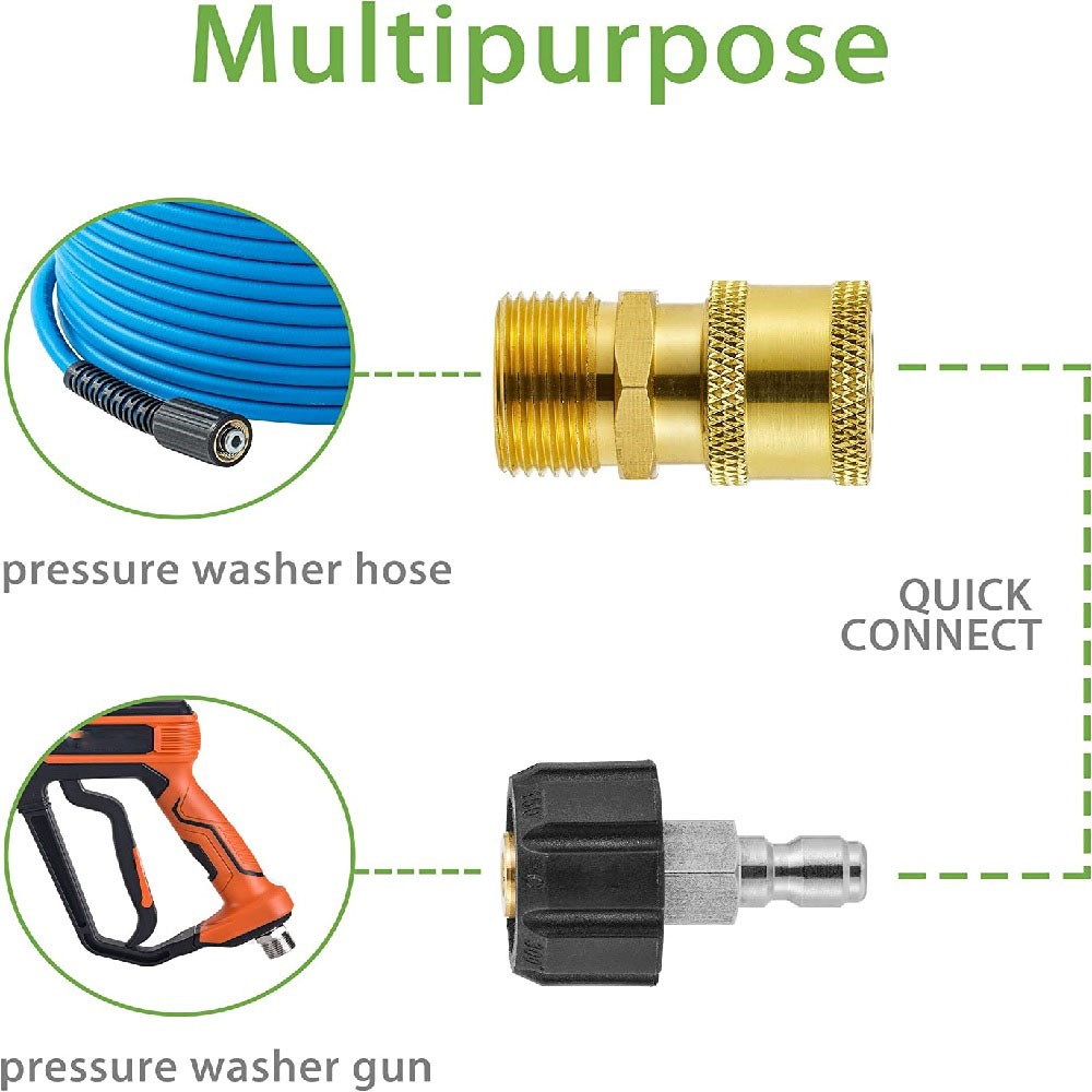 1 Pair of M22 14mm Female to 1/4″ Male Quick Connect Adapter for Pressure Washer