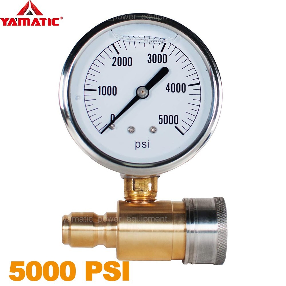 YAMATIC Pressure Gauge Kit for Pressure Washer 3/8 Inch Quick Connect 5000 PSI