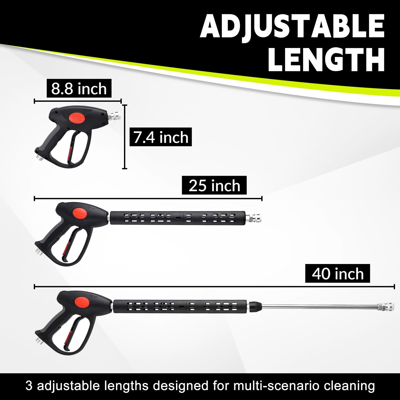 M MINGLE Pressure Washer Hose and Gun Kit, 50 FT Power Washer Hose with 5 Noz…