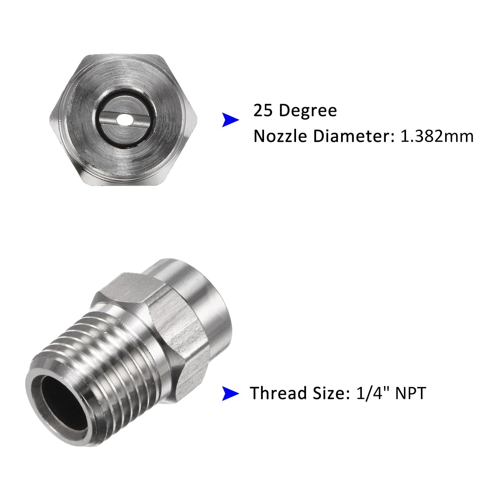 8 PCS Surface Clean Tip 25 Degree 1/4 Inch NPT Male Pressure Washer 1.382mm