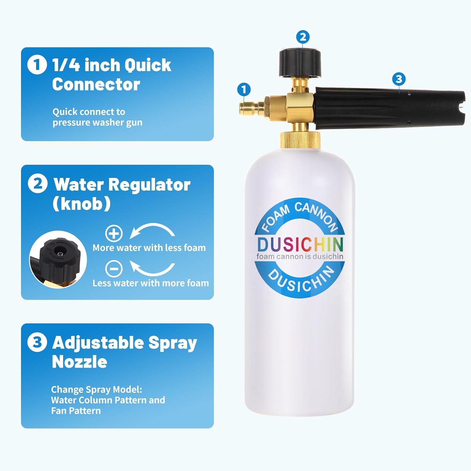 High Pressure Foam Cannon Gun With 5 Nozzle Tips For Pressure Washer 4500 Psi”