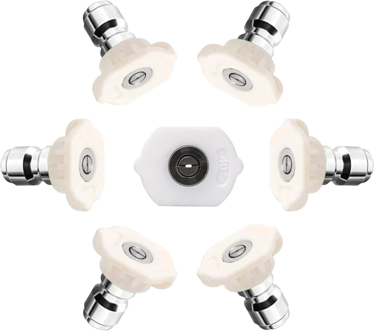 7-Pack Pressure Washer Nozzle Tips, 40° White, 1/4″ Quick Connect, 4000 PSI