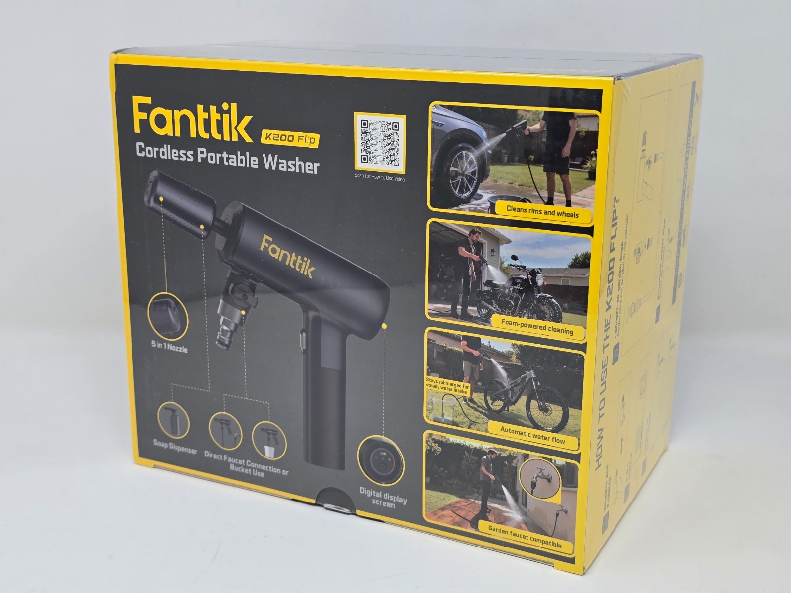 Fanttik K200 Flip Cordless Portable Pressure Washer Gun 5-in-1 Nozzle Hose