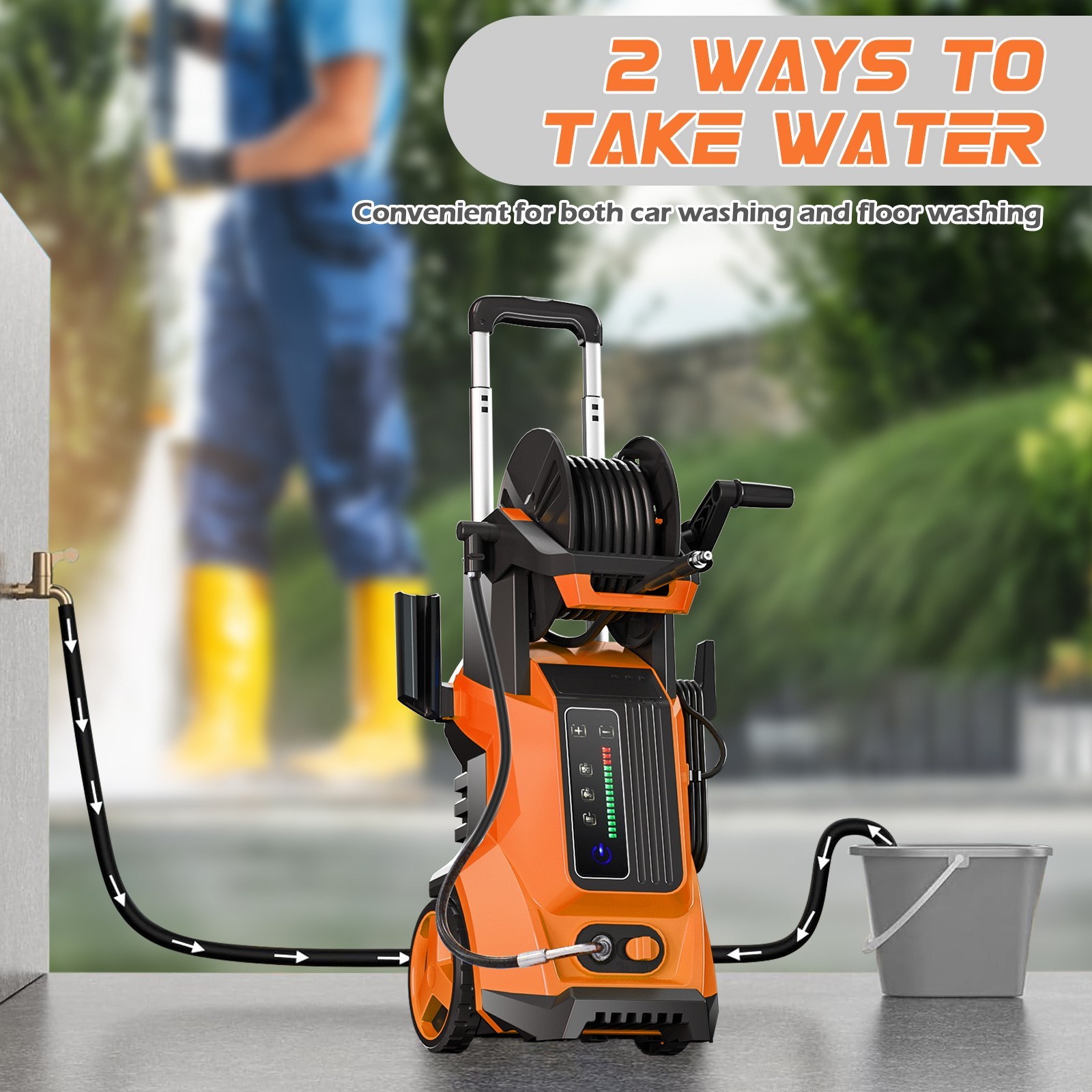 Pressure Washer 4500PSI 4.0GPM with Adj-15-Level Touch Screen For Car, Home boat