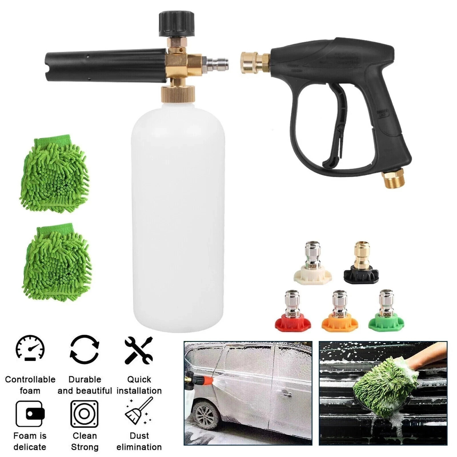 Snow Foam Lance Cannon Soap Bottle Sprayer Pressure Washer Gun Car Wash 1/4″