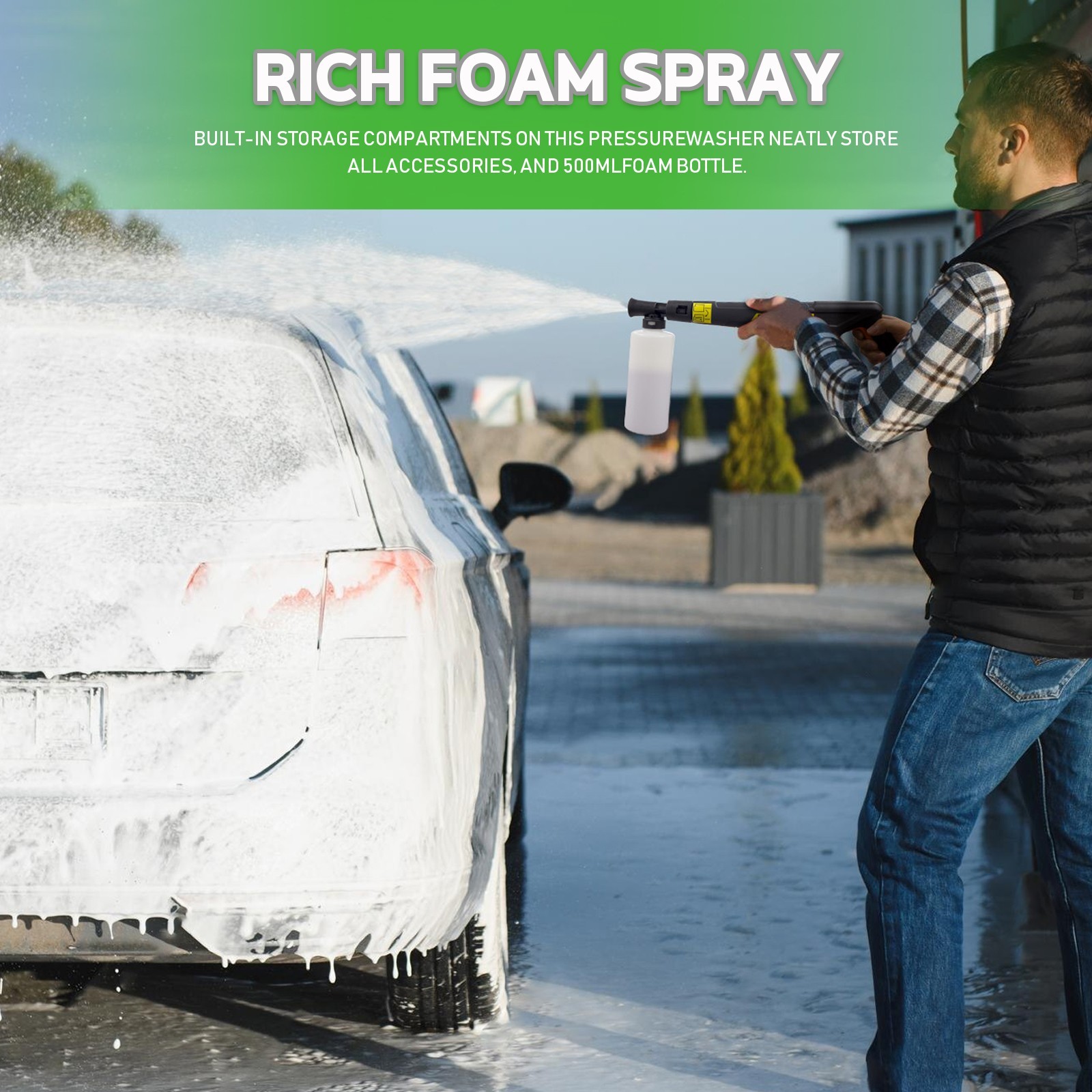 Pressure Washer 4500PSI 3.8GPM, 15-Level Touchscreen, 4 Nozzles, for Patio