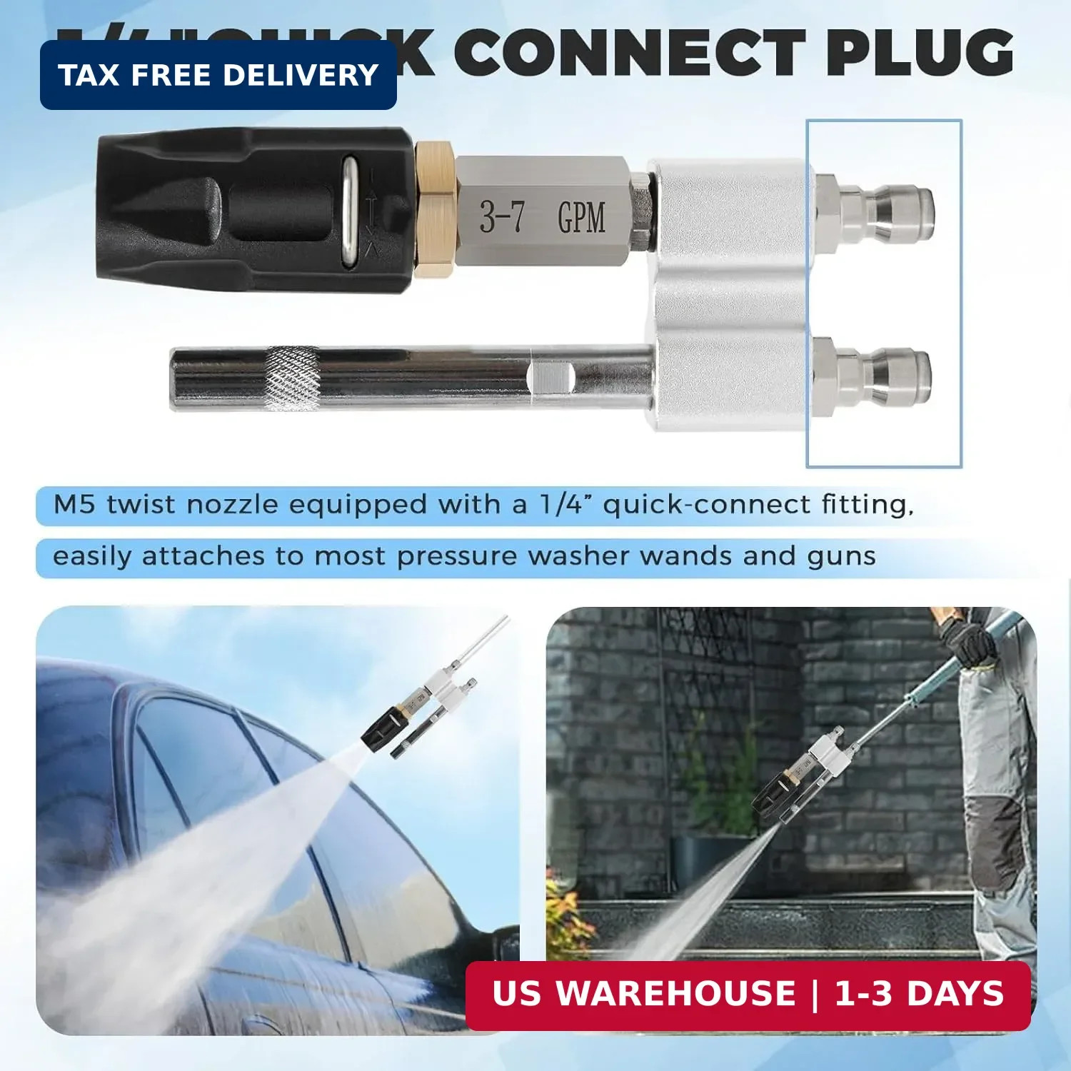 Shooter Tip M5 Twist Nozzle for Pressure Washer, 3-7 GPM, Adjustable Long Range