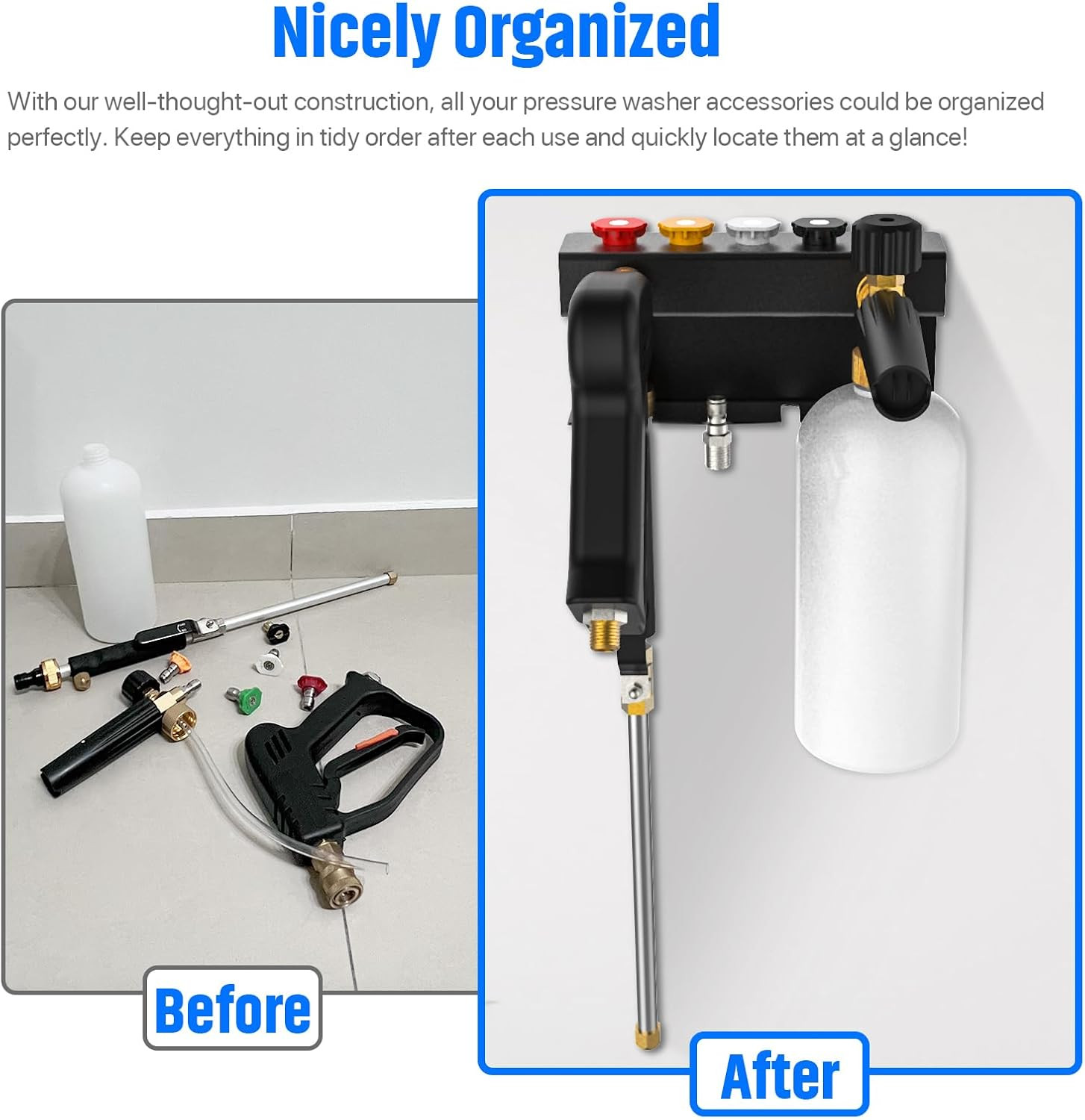 Pressure Washer Holder, Power Washer&Snow Foam Cannon Quick Disconnect To…