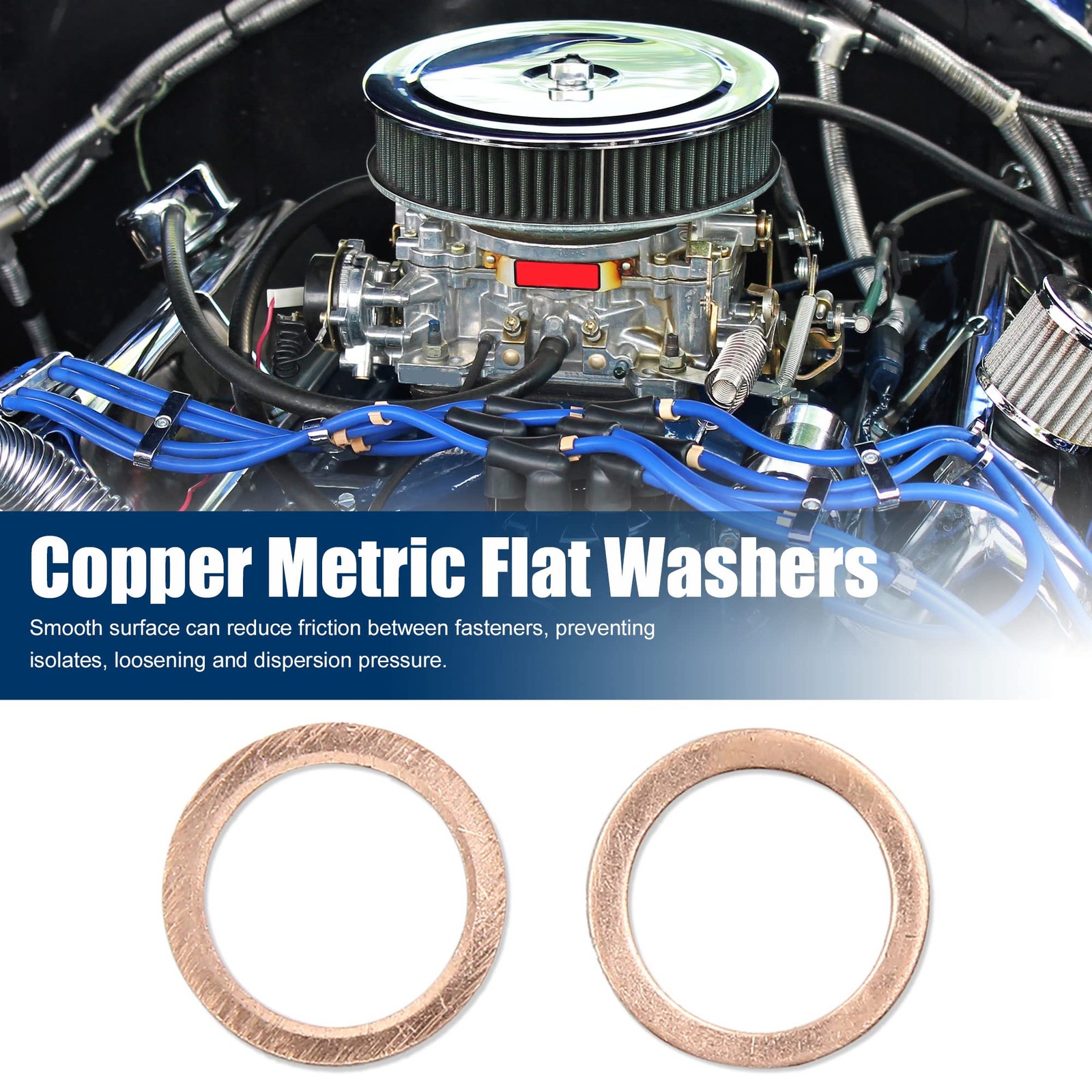 M13 x 17mm x 1mm Copper Flat Washers Car Engine Sealing Gaskets Rings 50pcs