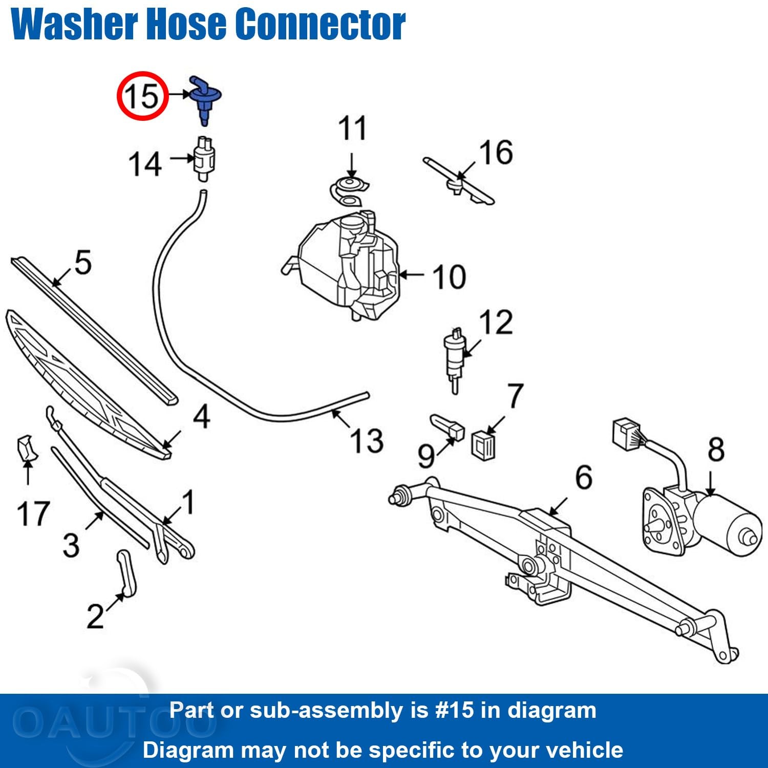 OAUTOO 10pcs Windshield Washer Hose Connector Elbow Type 10 Count, Black