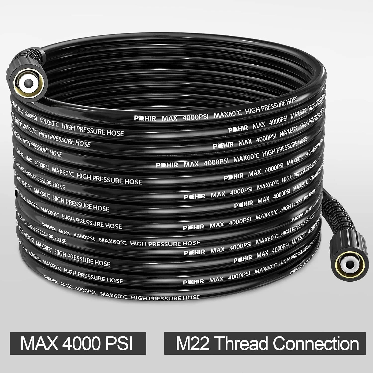 POHIR 50FT Pressure Washer Hose 1/4″ 4000PSI Kink Resistant Power Washer Hose