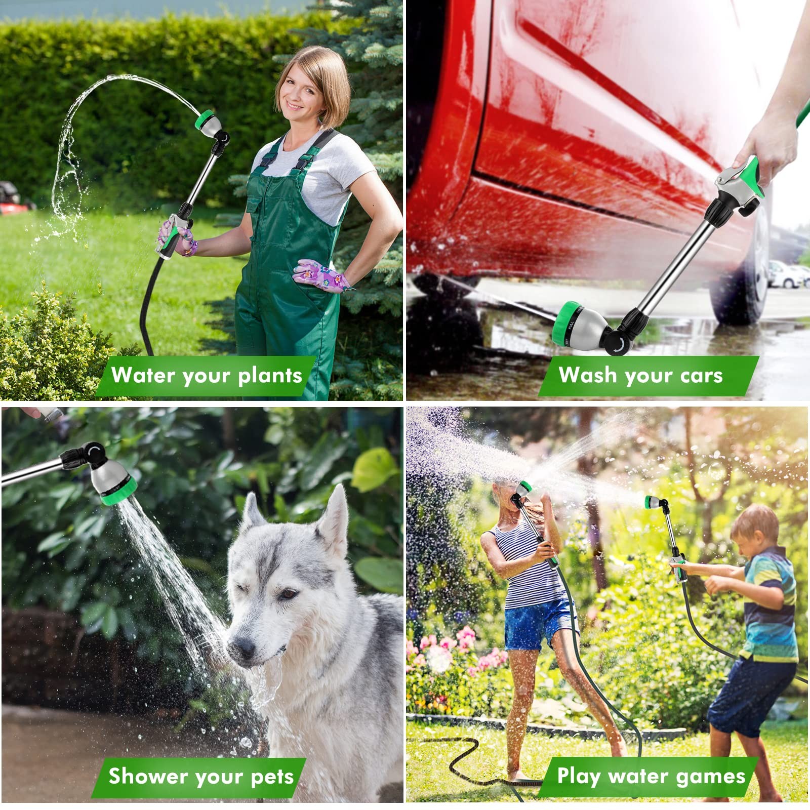 RESTMO Metal Watering Wand, Heavy Duty Garden 16 inch – 180° Swivel, Green