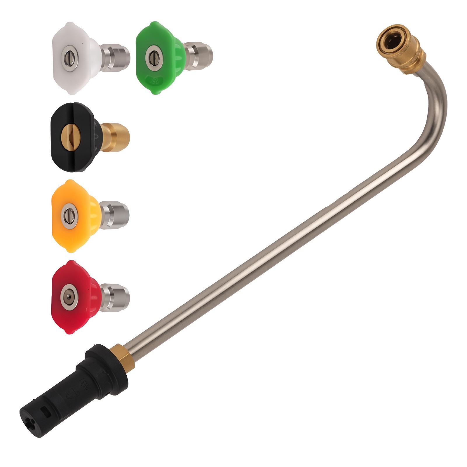 Professional Grade Pressure Washer Gutter Cleaner Rod with 5 Spray Tips K2-K7
