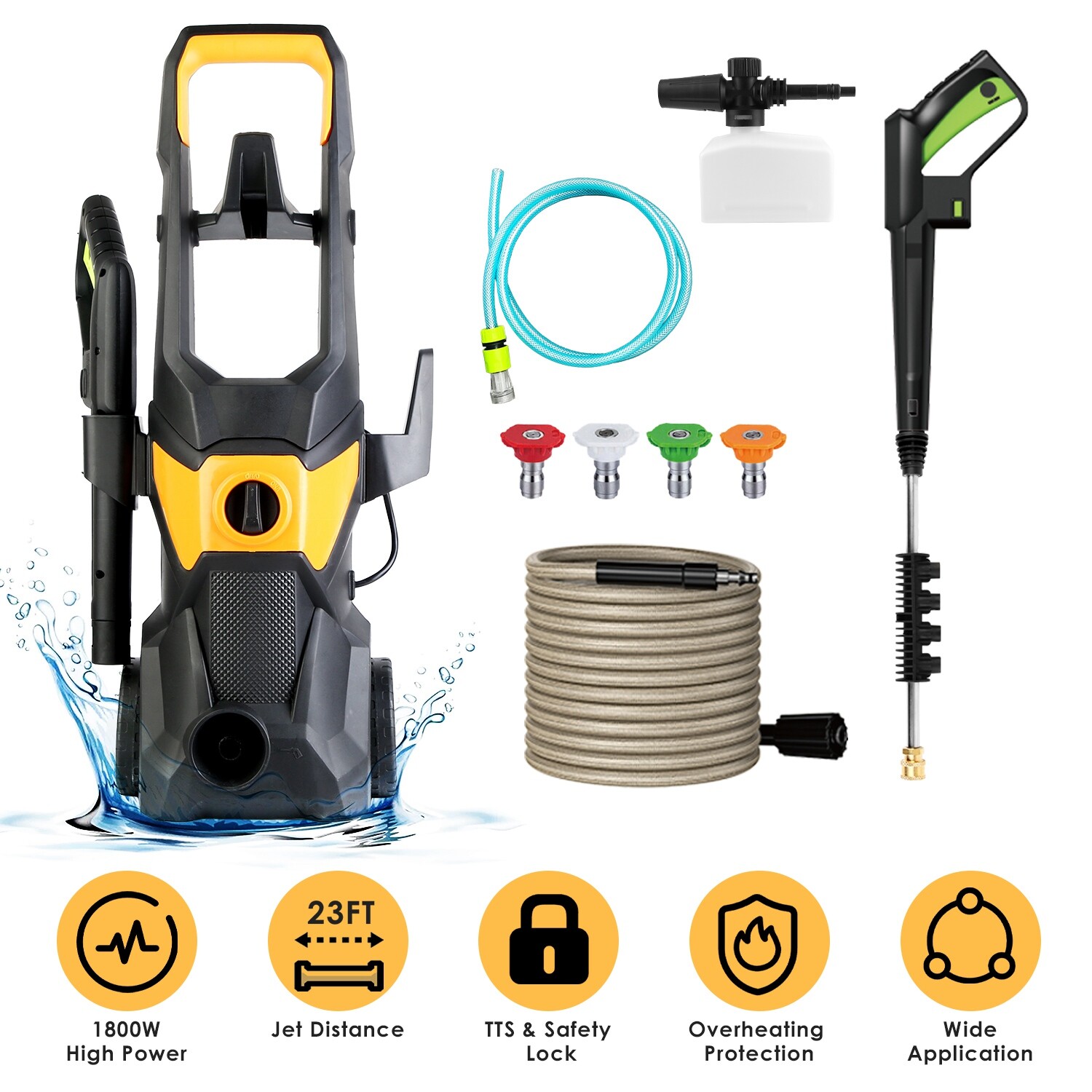Electric Pressure Washer 4200 PSI High Pressure 1.85GPM Power Washer Cleaning