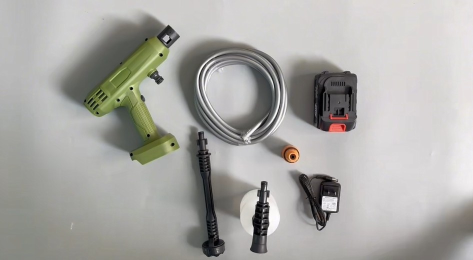 Portable Cordless Pressure Washer 1200PSI, 4Ah Battery & Charger, 6-in-1 Nozzle,