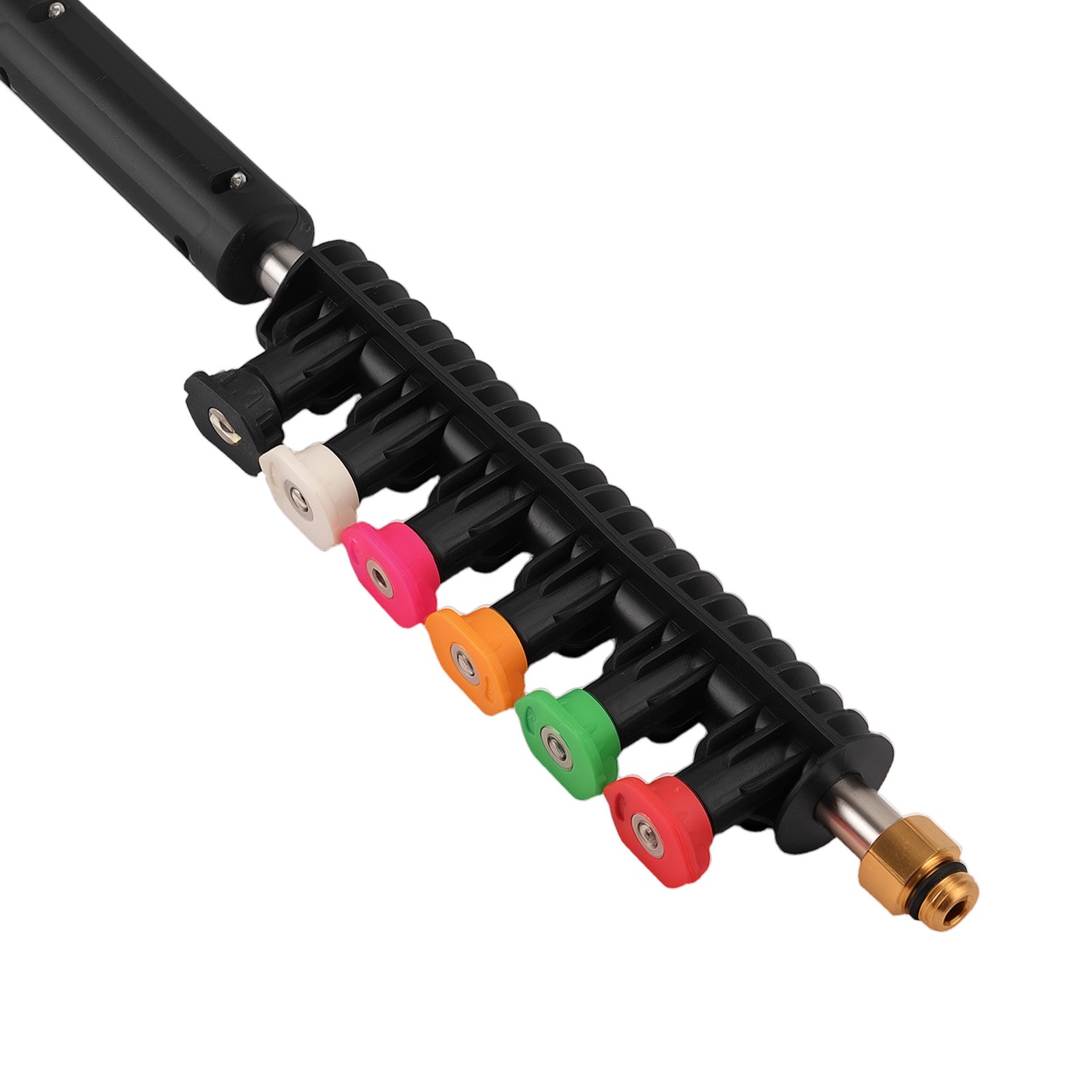 8FT Pressure Washer Extension Pole 4000PSI 6 Tips Curved Wand Cleaning Rod Set