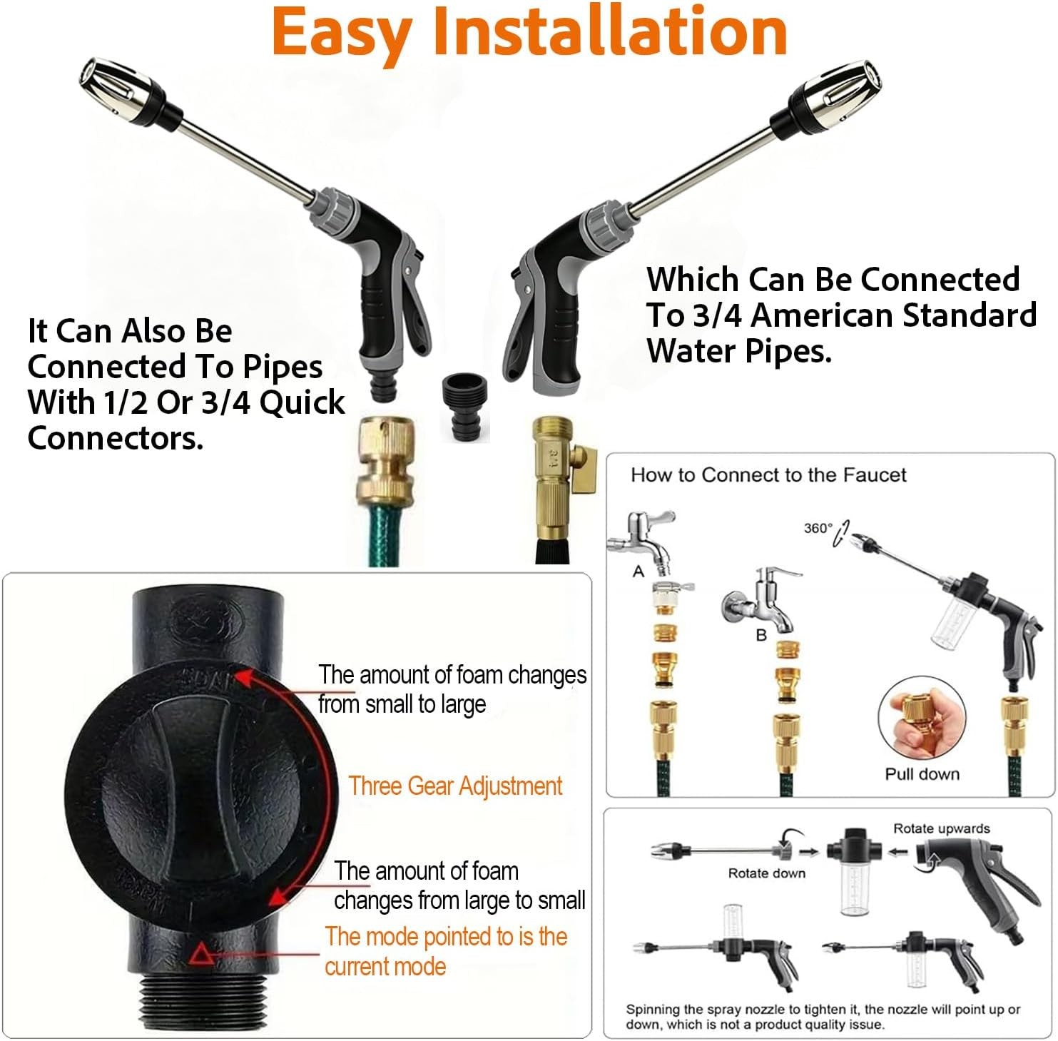 Hose Hawk Pressure Washer – High Pressure Jet Hose Nozzle with 3 Spray Modes