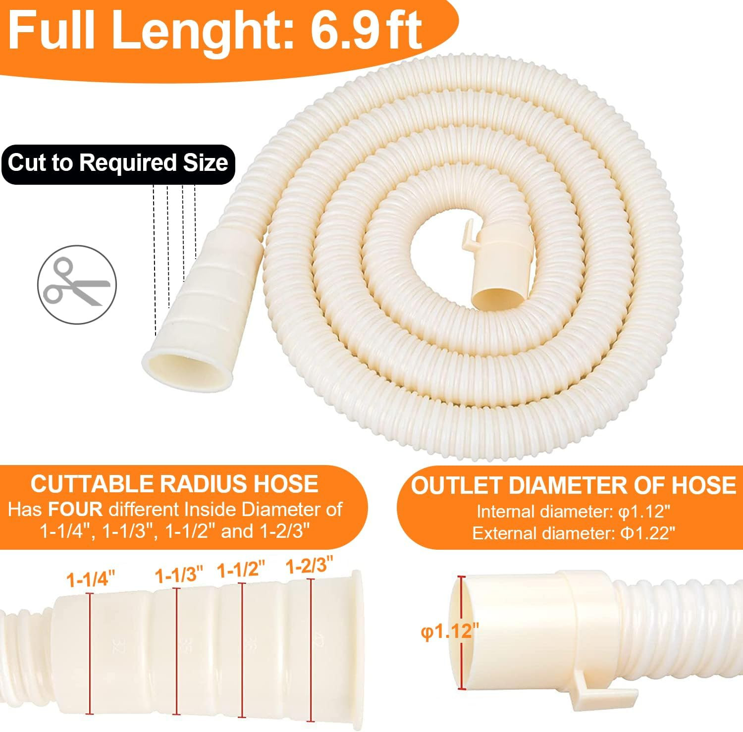 Kit Extension Manguera Desag�E Lavadora, Universal 6.9 Pies