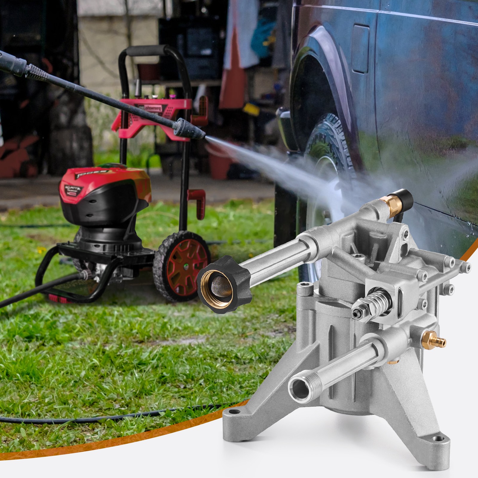Pressure Washer Pump 7/8″ Shaft Vertical 3100 PSI 2.5GPM with 5 Nozzles