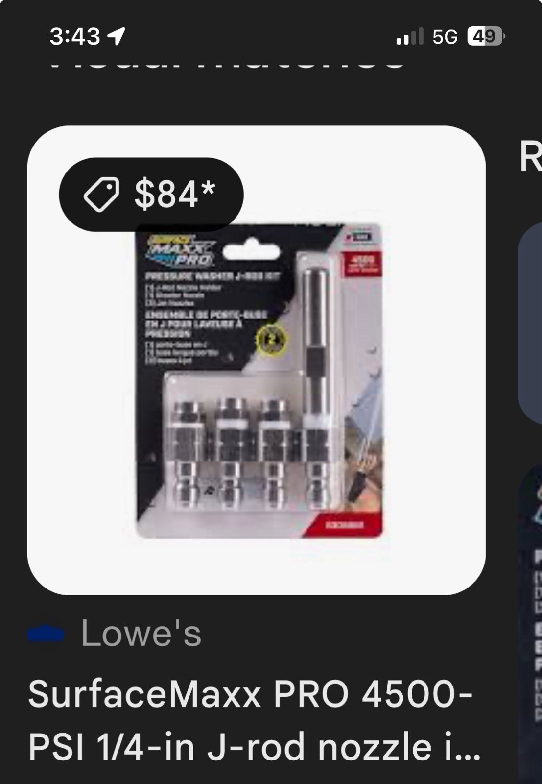 Surface Maxx Pro Pressure Washer J-Rod Kit (6305862)… FREE S&H!