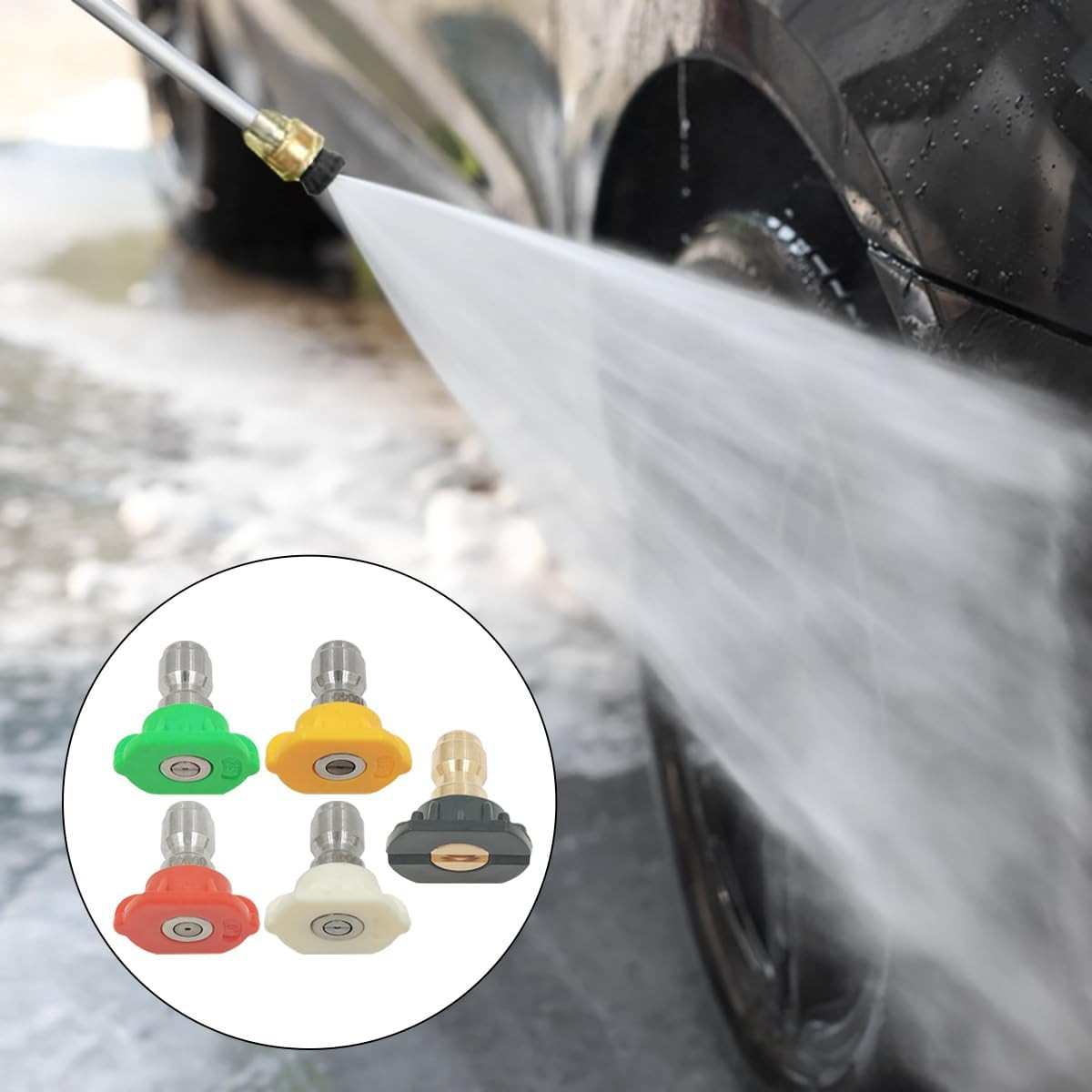 5 Pcs Pressure Washer Spray Nozzles + 2 M22 14Mm Quick Connect Kit + 10 O-Rings