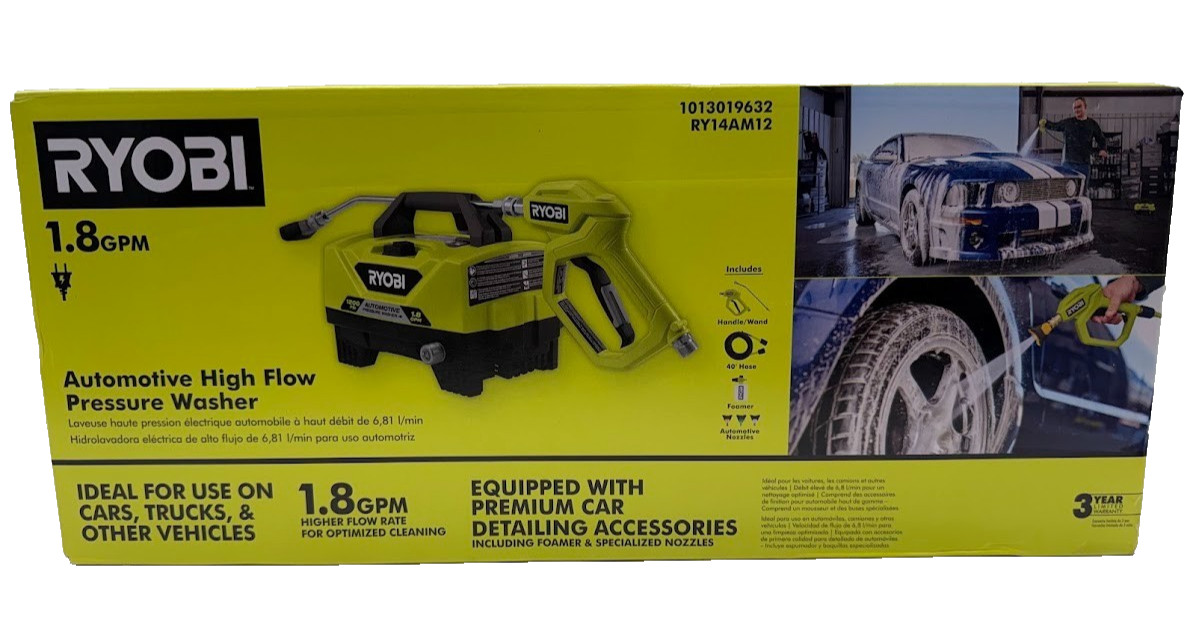 RYOBI 1200 PSI 1.8 GPM Automotive High Flow Electric Pressure Washer Kit