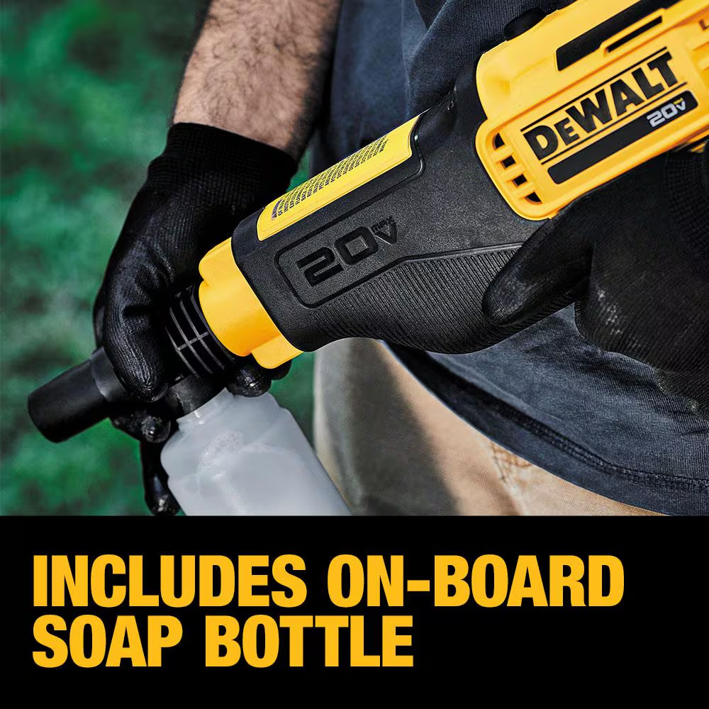 20V MAX 550 PSI 1.0 GPM Cold Water Cordless Battery Power Cleaner with 4-Nozzles
