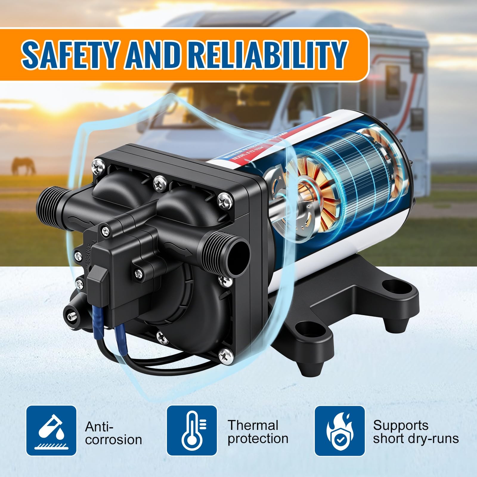 Water Pressure Diaphragm Pump 110V AC 5.5GPM 70PSI RV Water Transfer Pump 110…