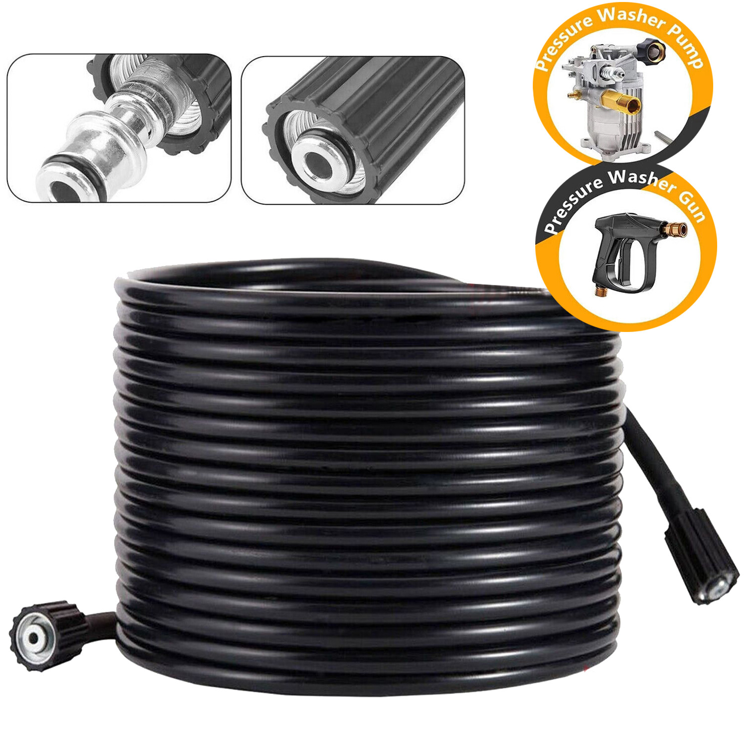 Pressure Washer Hose 3200PSI High Power Pump Cleaner Extension Pipe 1/4 M22-14mm