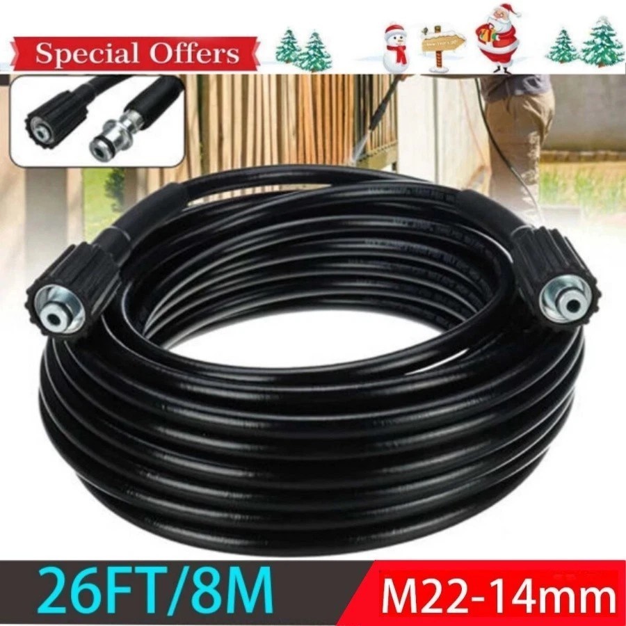 26ft 5800PSI High Pressure Washer Hose M22-14mm Power Washer Extension Hose