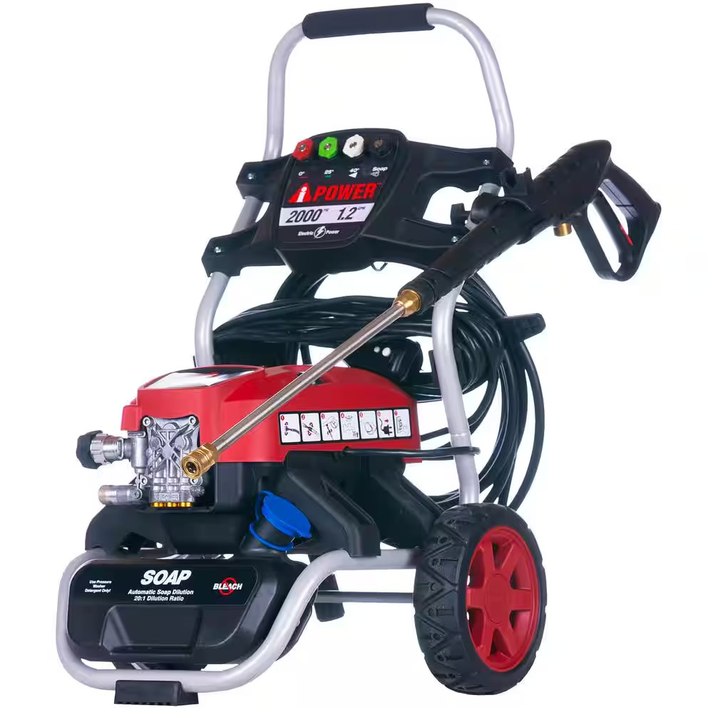 2000 PSI 1.2 GPM 15 Amp Cold Water Pressure Washer with 4-Quick Connect Nozzles