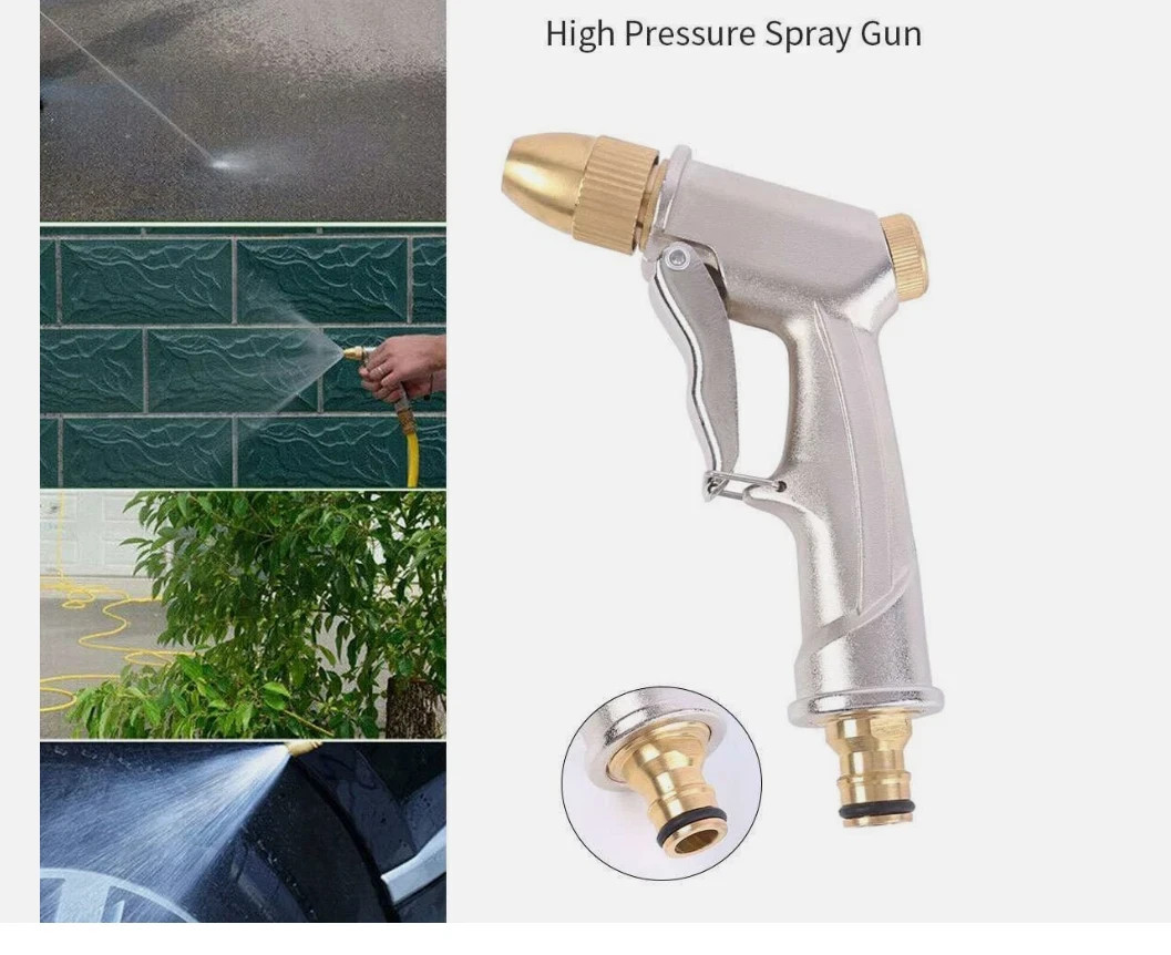 High Pressure Water Spray Gun Metal Brass Nozzle Wash Hose Pipe Car Garden Lawn