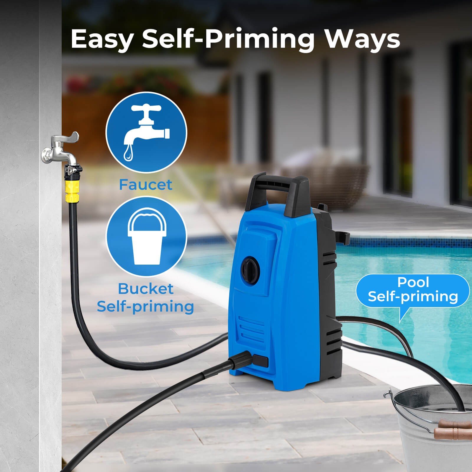 Electric Pressure Washer w/ Wheels 5 Quick Connect Nozzles Soap Bottle spray gun