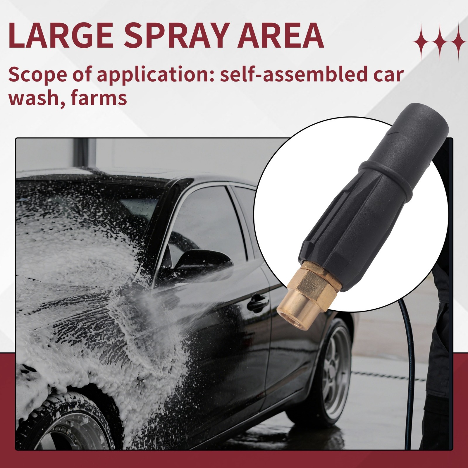 Brass Fan-Shaped Snow Foam Nozzle Self-Priming Nozzle for High Pressure8196