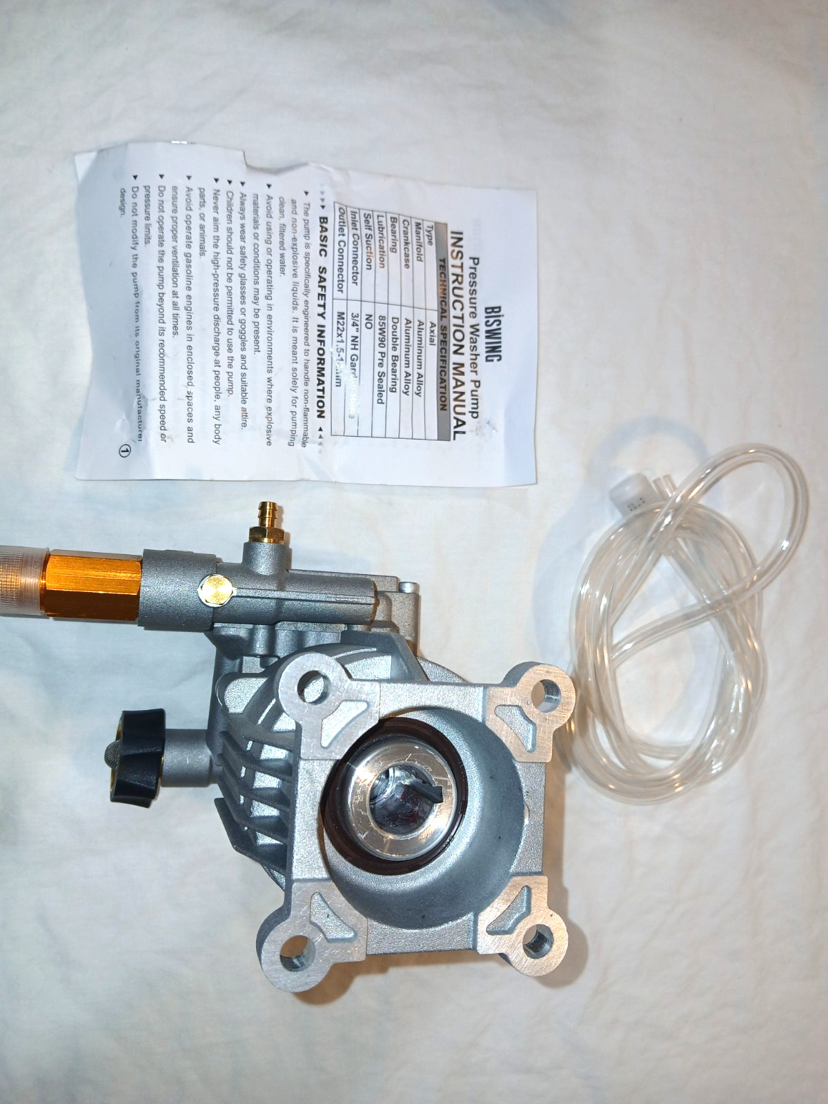 Biswing Horizontal Pressure Washer Pump 3/4″ Shaft Axial 3400 PSI 2.5 GPM 6.5-7H
